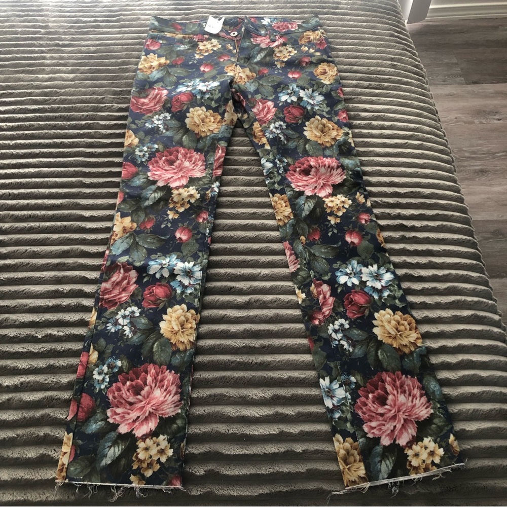 floral jeans